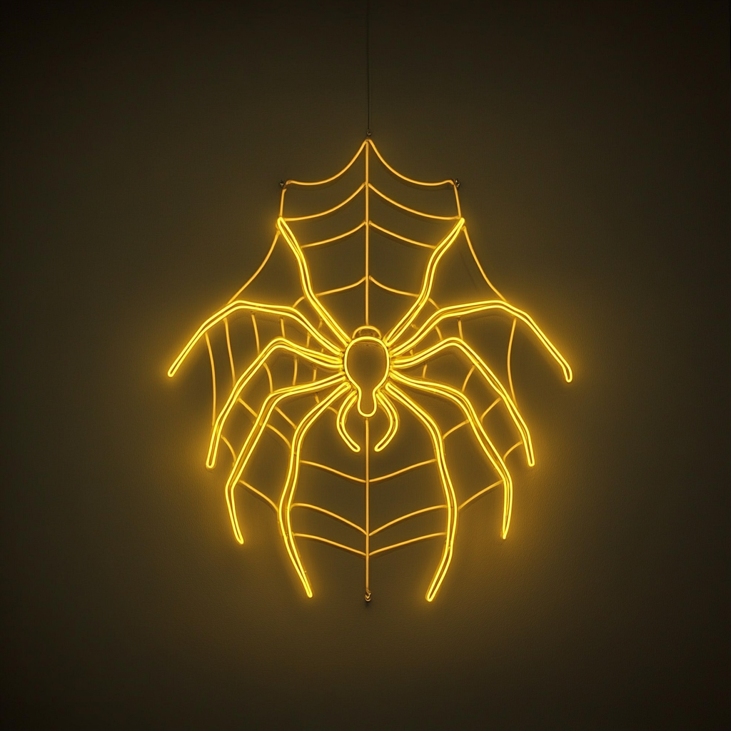 Spider - Yellow Neon Sign, 24 Inches