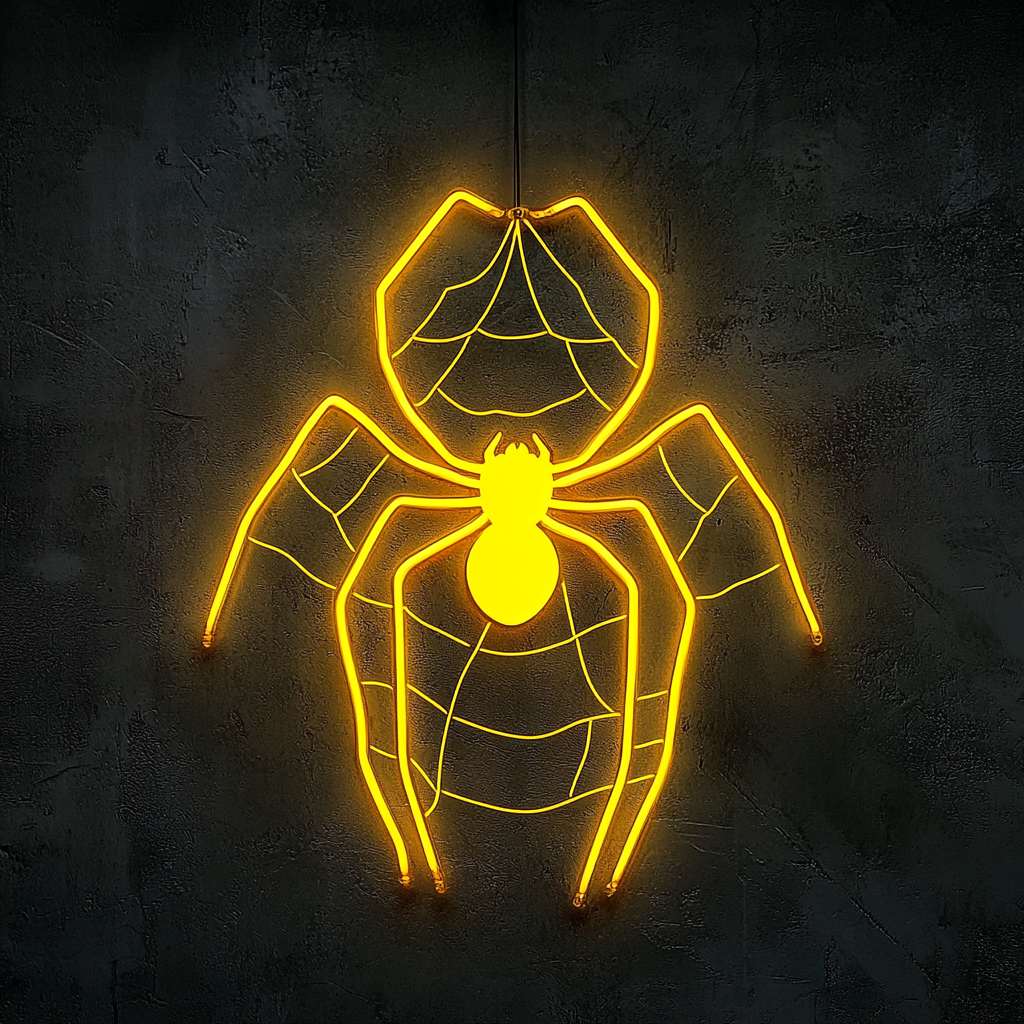 Spider - Yellow Neon Sign, 24 Inches