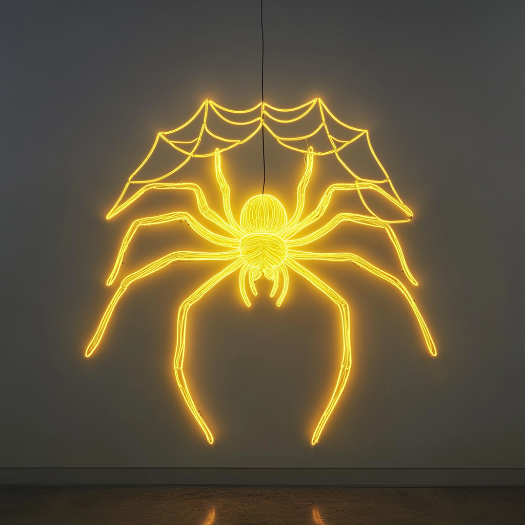 Spider - Yellow Neon Sign, 18 Inches