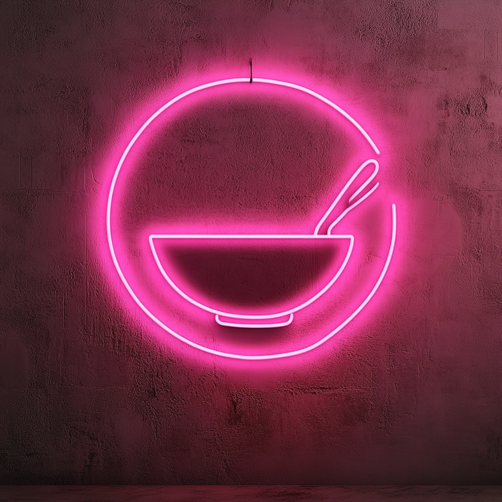 Spoon and Bowl - Pink Neon Sign, 18 Inches