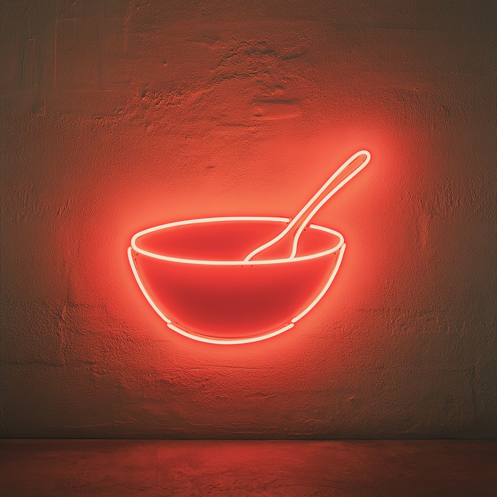 Spoon and Bowl - Red Neon Sign, 18 Inches
