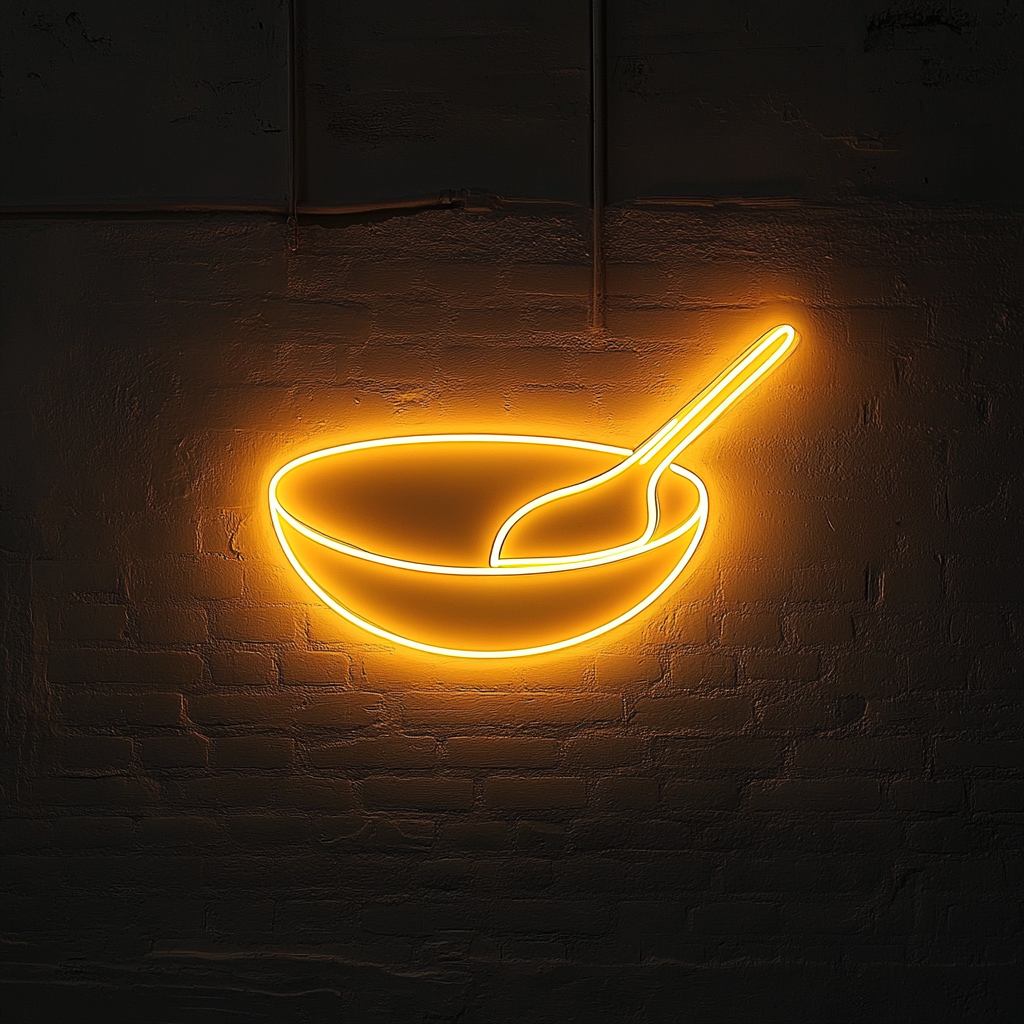 Spoon and Bowl - Yellow Neon Sign, 24 Inches