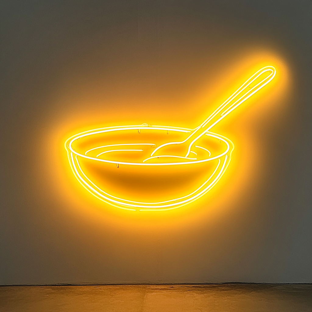 Spoon and Bowl - Yellow Neon Sign, 18 Inches