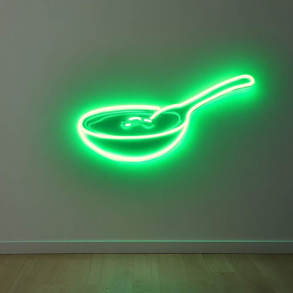 Spoonful of Soup - Green Neon Sign, 18 Inches