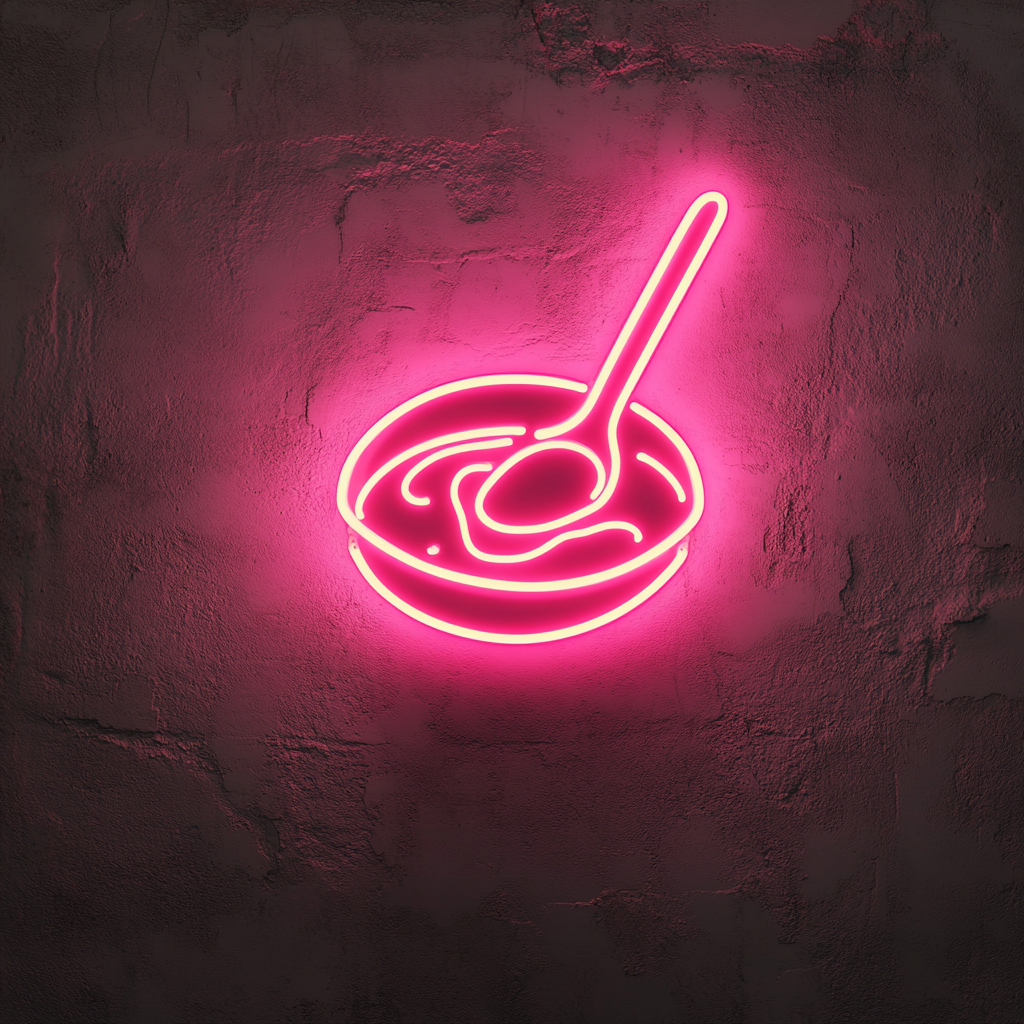 Spoonful of Soup - Pink Neon Sign, 18 Inches