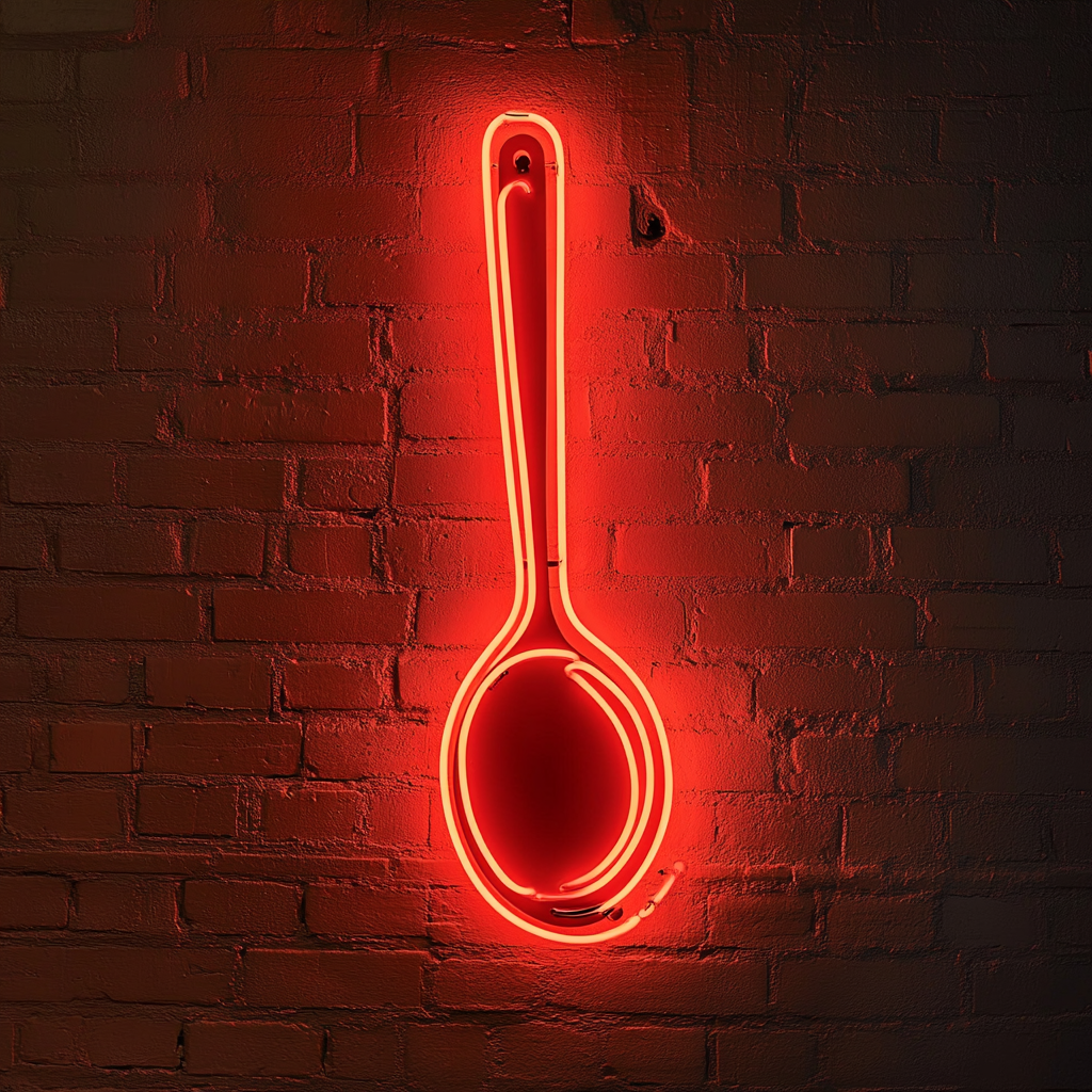 Spoonful of Soup - Red Neon Sign, 24 Inches
