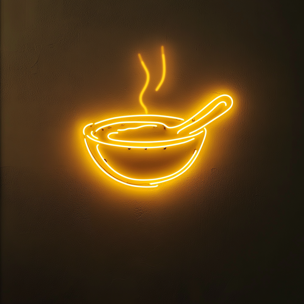 Spoonful of Soup - Yellow Neon Sign, 18 Inches
