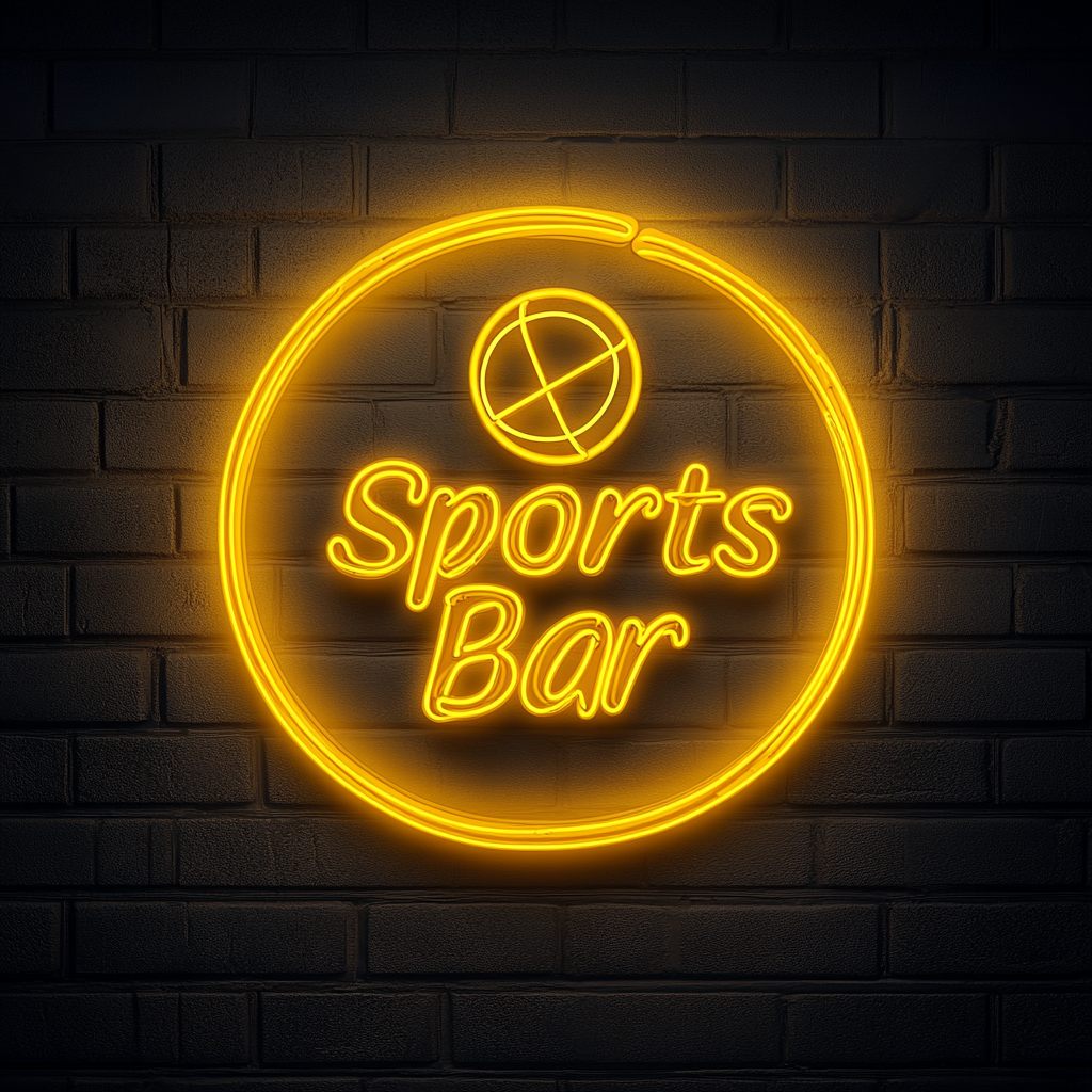 "Sports Bar" - Yellow Neon Sign, 24 Inches