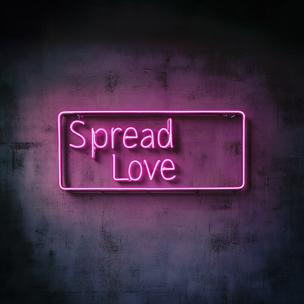 Spread Love - Pink Neon Sign, 18 Inches