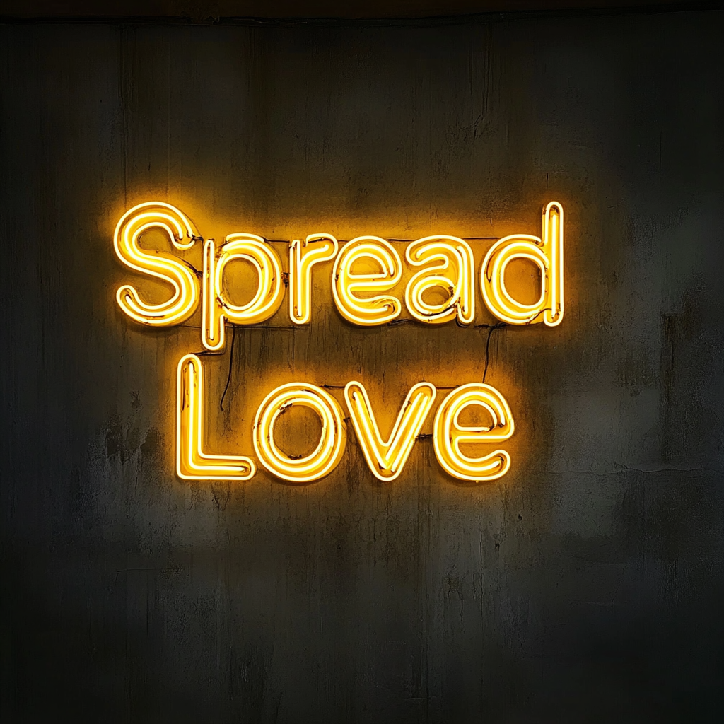 Spread Love - Yellow Neon Sign, 18 Inches