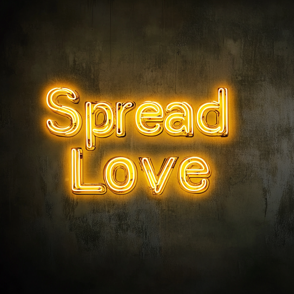 Spread Love - Yellow Neon Sign, 18 Inches
