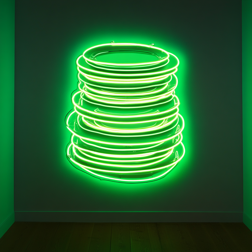 Stack of Plates - Green Neon Sign, 24 Inches