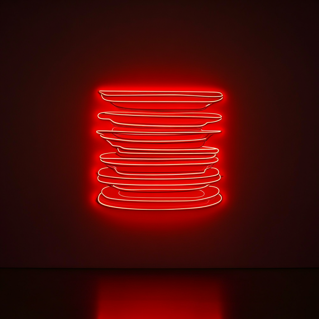 Stack of Plates - Red Neon Sign, 24 Inches