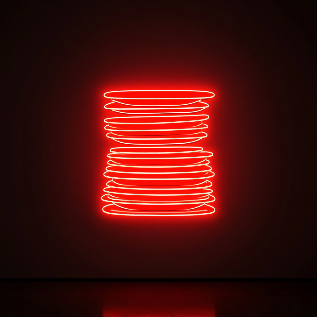 Stack of Plates - Red Neon Sign, 18 Inches