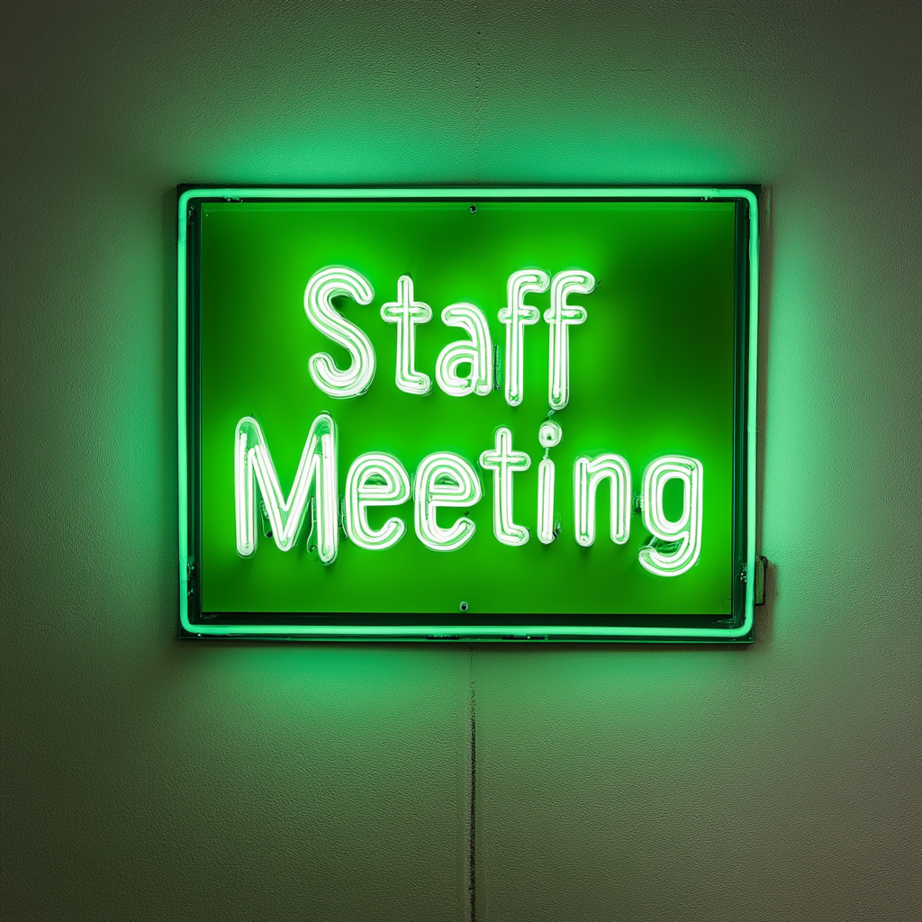 "Staff Meeting" - Green Neon Sign, 24 Inches