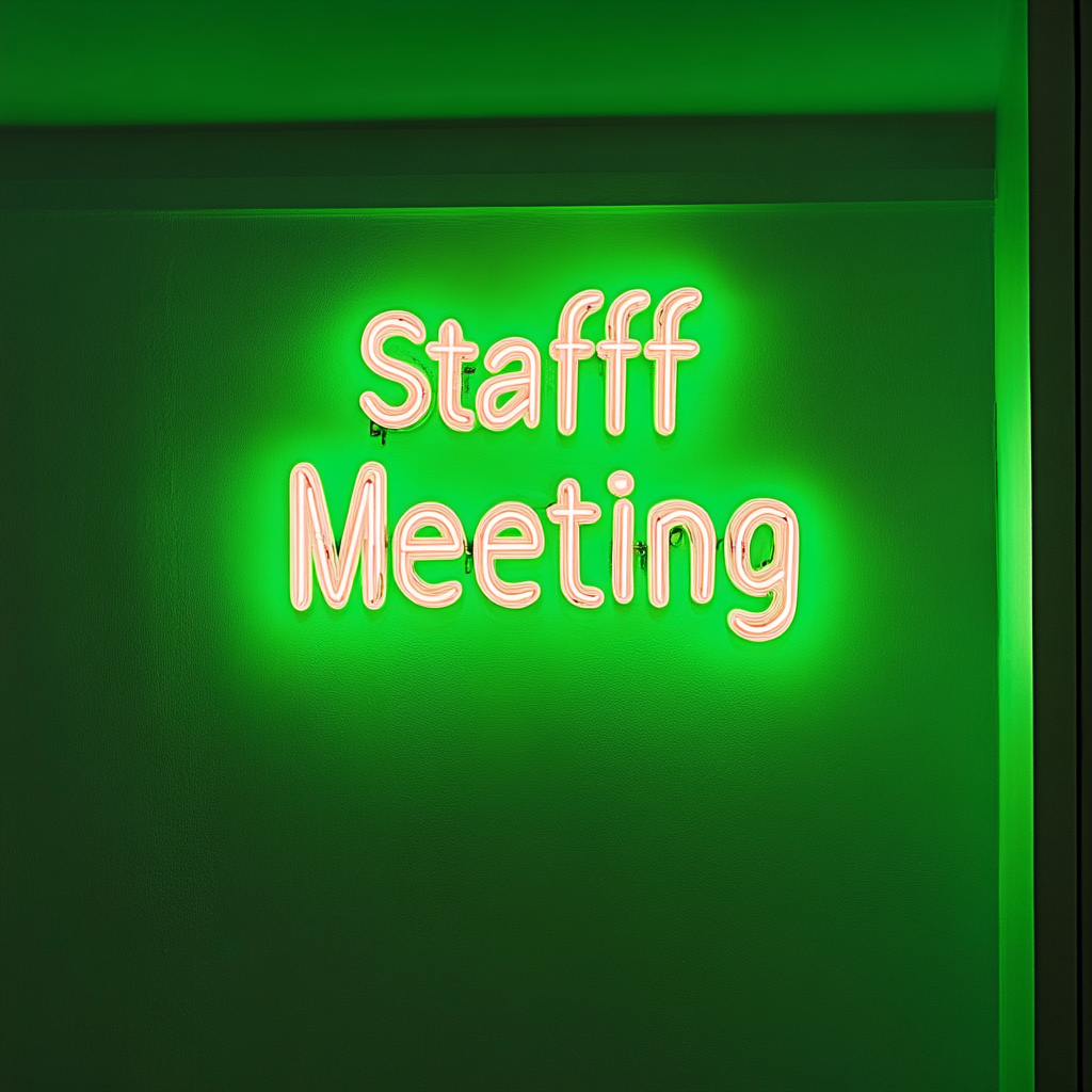 "Staff Meeting" - Green Neon Sign, 24 Inches