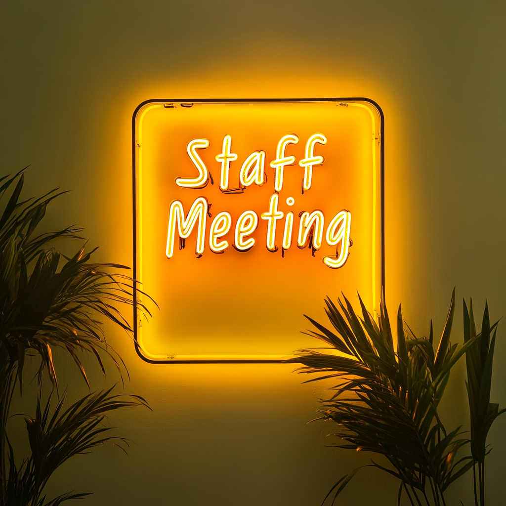 "Staff Meeting" - Yellow Neon Sign, 24 Inches