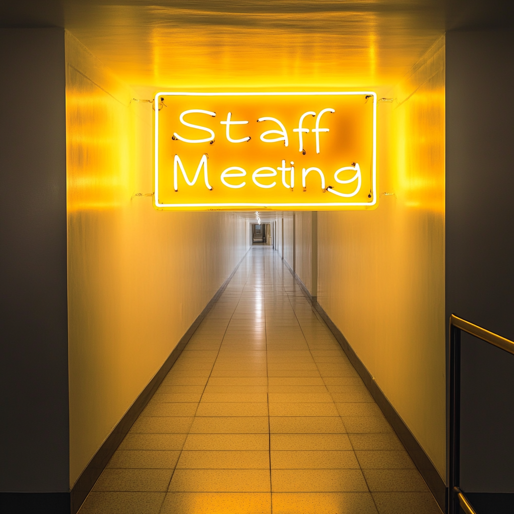 "Staff Meeting" - Yellow Neon Sign, 24 Inches