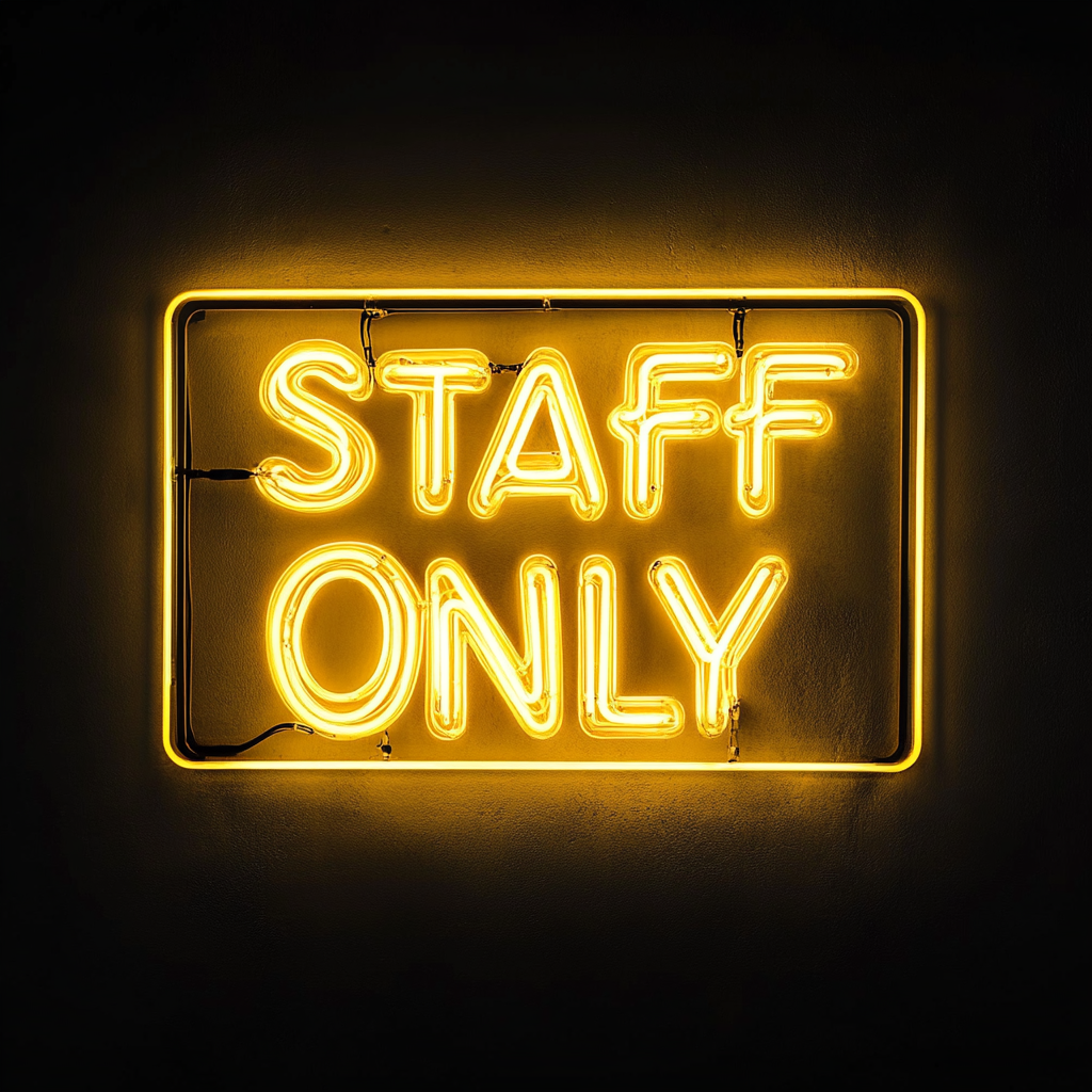 Staff Only - Yellow Neon Sign, 18 Inches