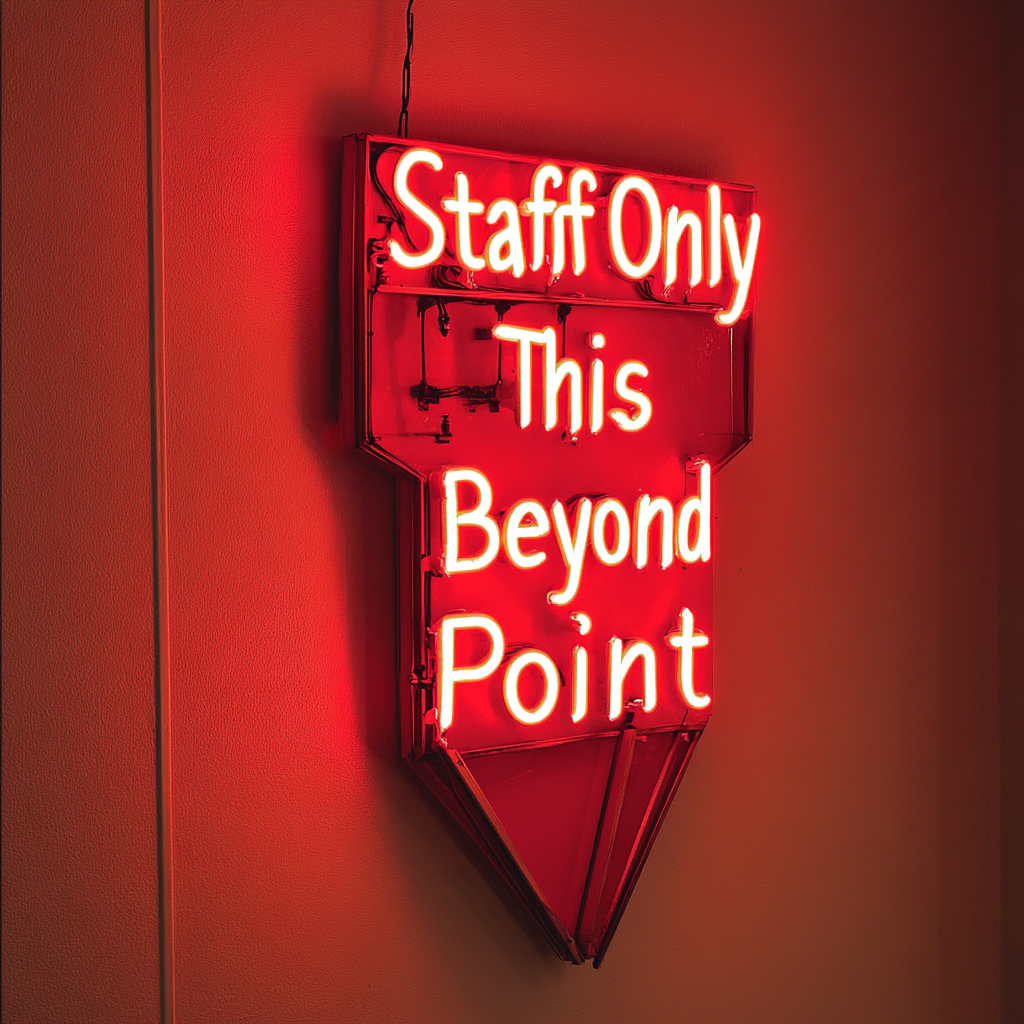 "Staff Only Beyond This Point" - Red Neon Sign, 24 Inches