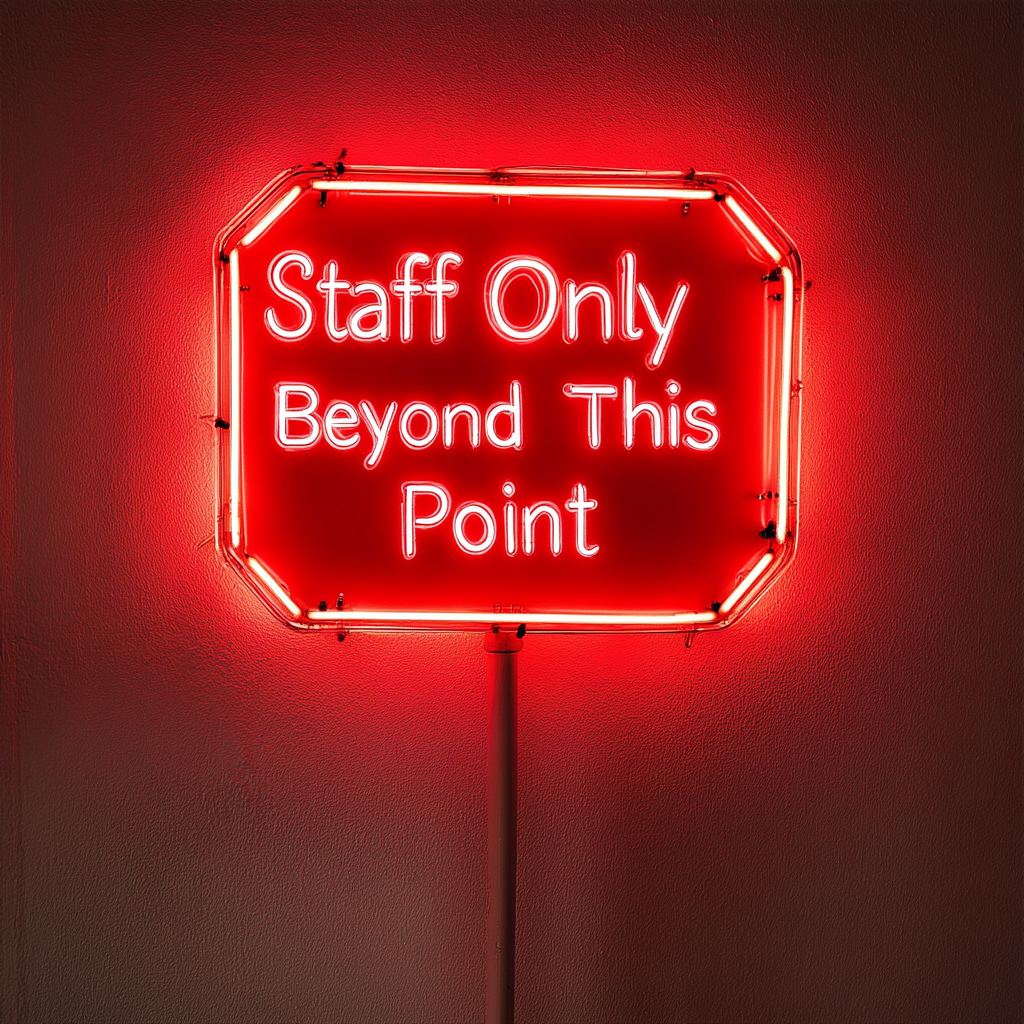 "Staff Only Beyond This Point" - Red Neon Sign, 24 Inches