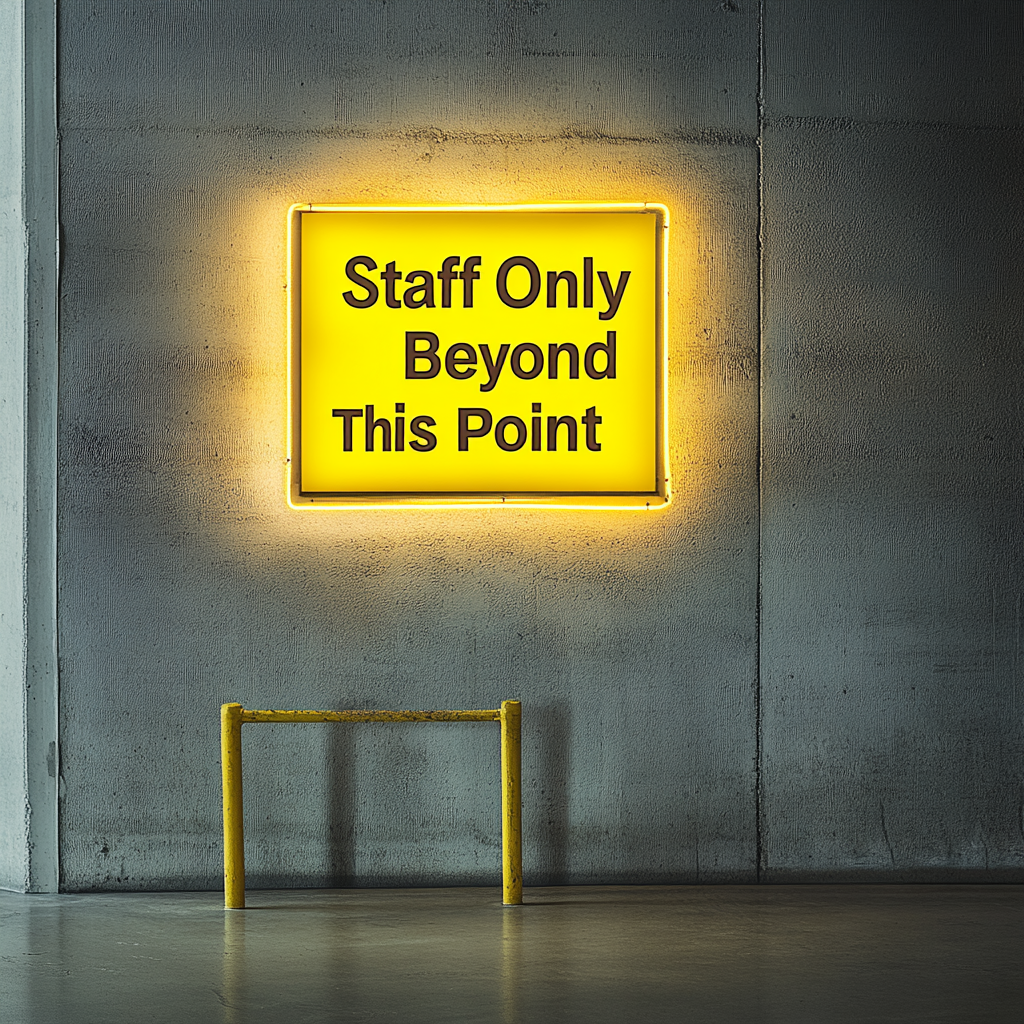 "Staff Only Beyond This Point" - Yellow Neon Sign, 24 Inches