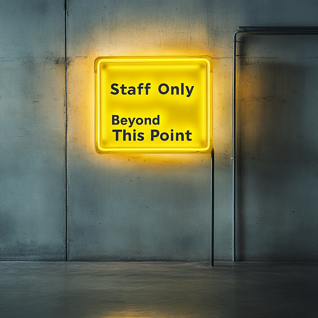 "Staff Only Beyond This Point" - Yellow Neon Sign, 24 Inches