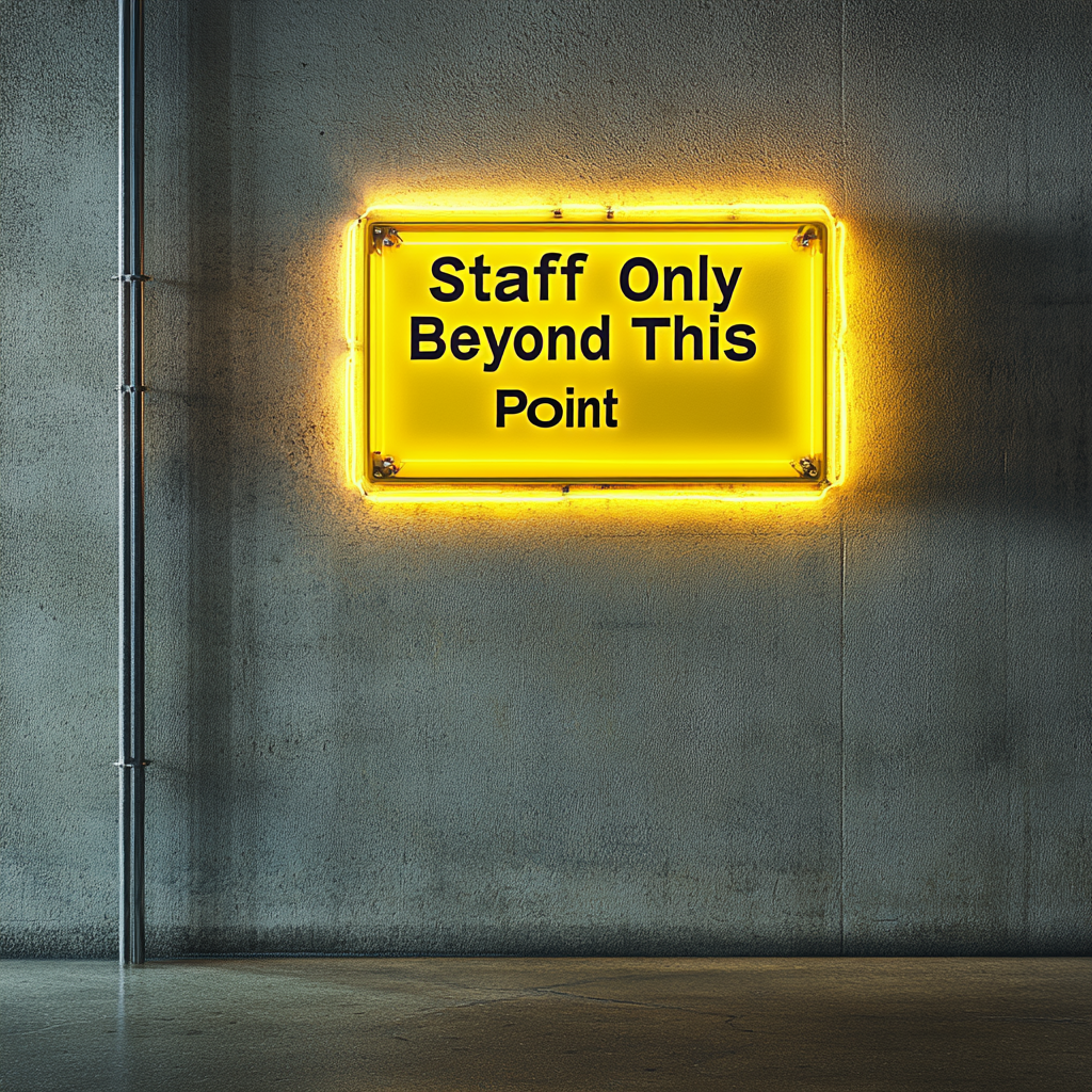 "Staff Only Beyond This Point" - Yellow Neon Sign, 24 Inches