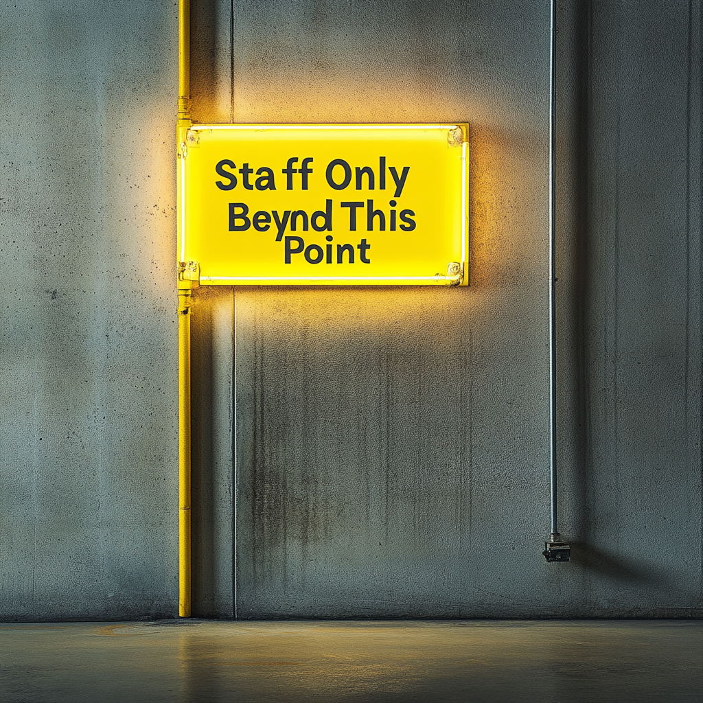 "Staff Only Beyond This Point" - Yellow Neon Sign, 24 Inches