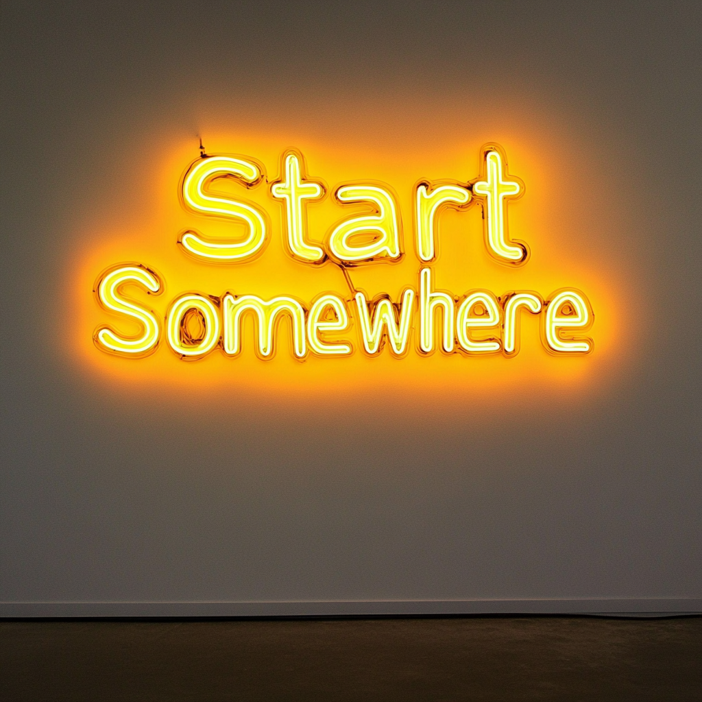 Start Somewhere - Yellow Neon Sign, 24 Inches