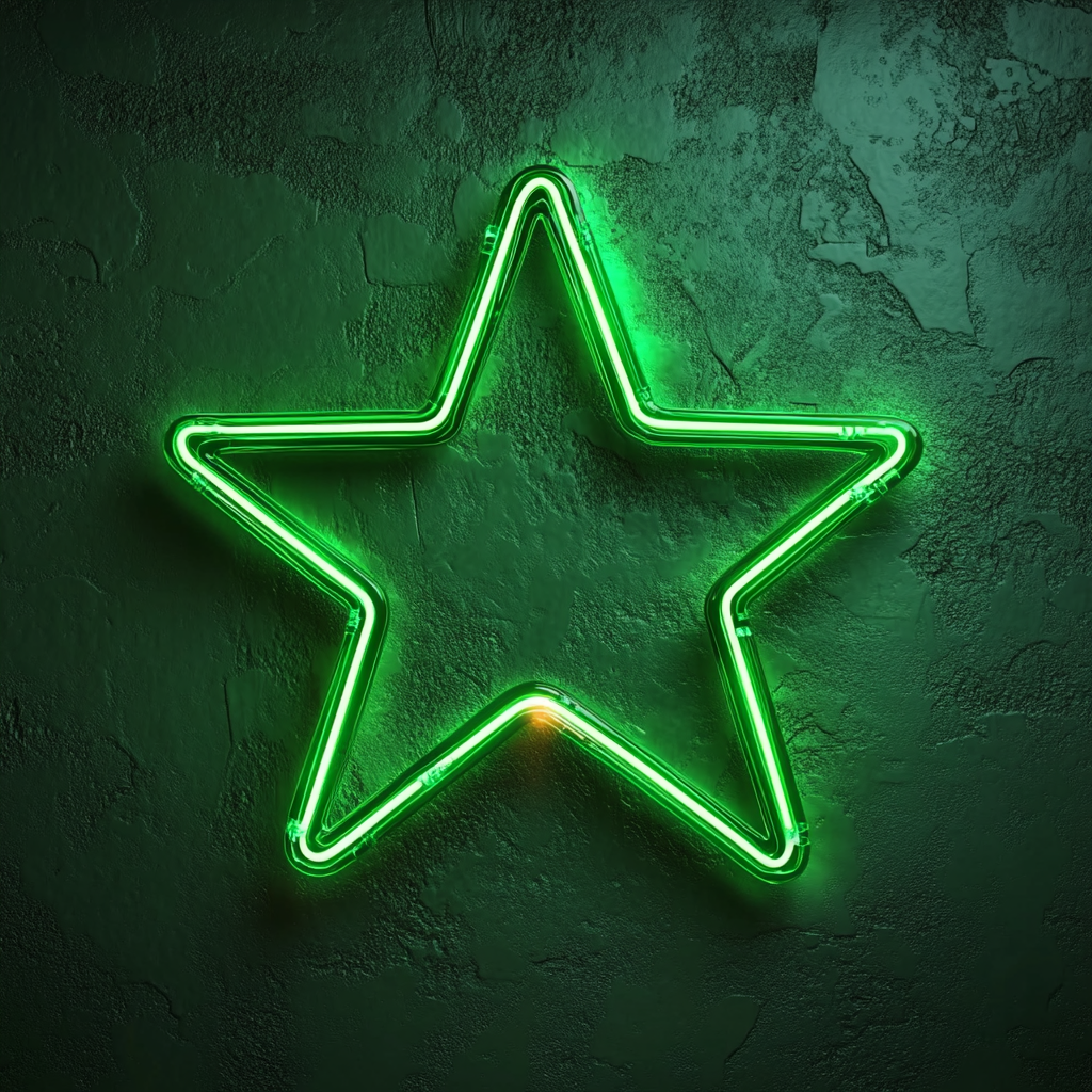 Star with Twinkles - Green Neon Sign, 24 Inches