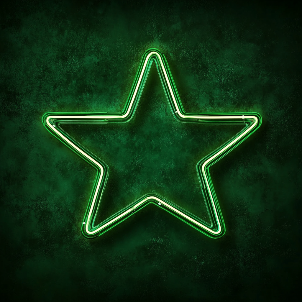 Star with Twinkles - Green Neon Sign, 24 Inches