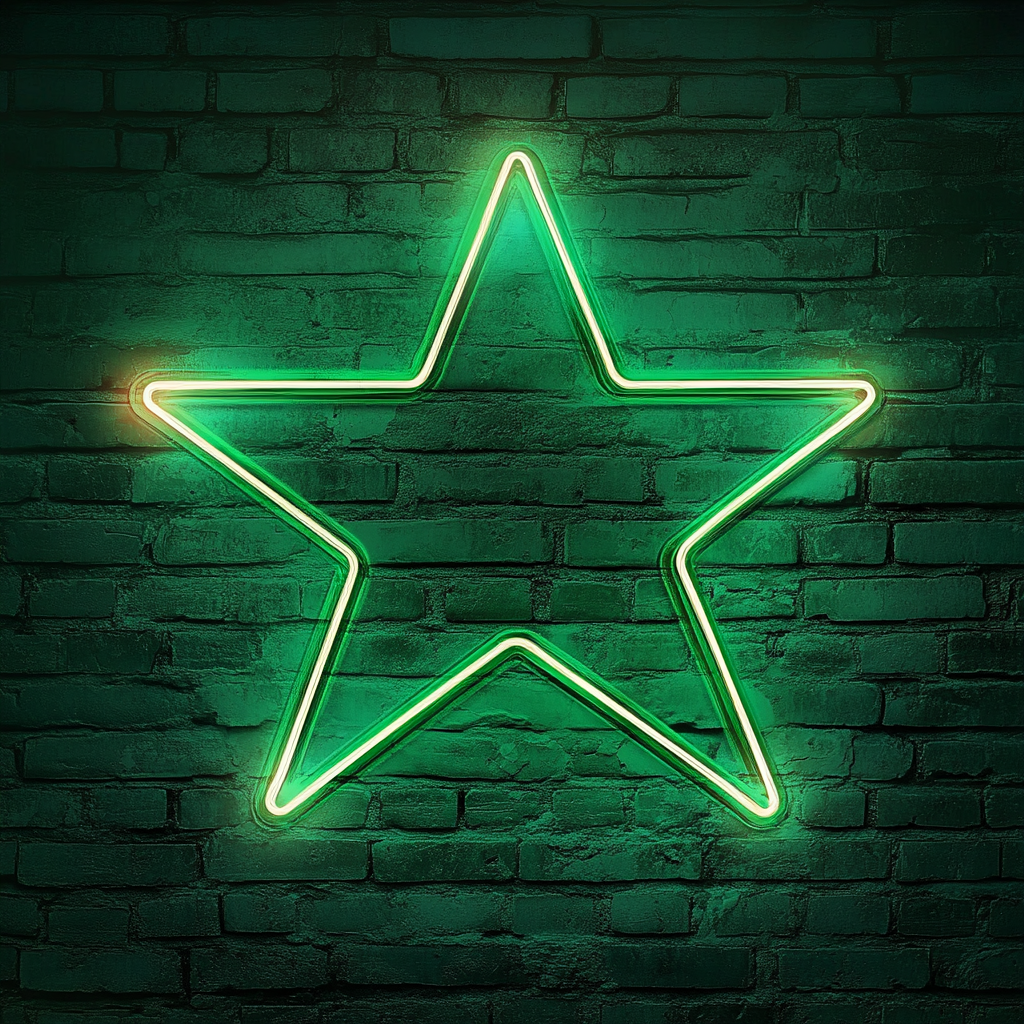 Star with Twinkles - Green Neon Sign, 18 Inches