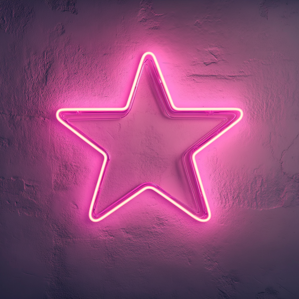 Star with Twinkles - Pink Neon Sign, 24 Inches