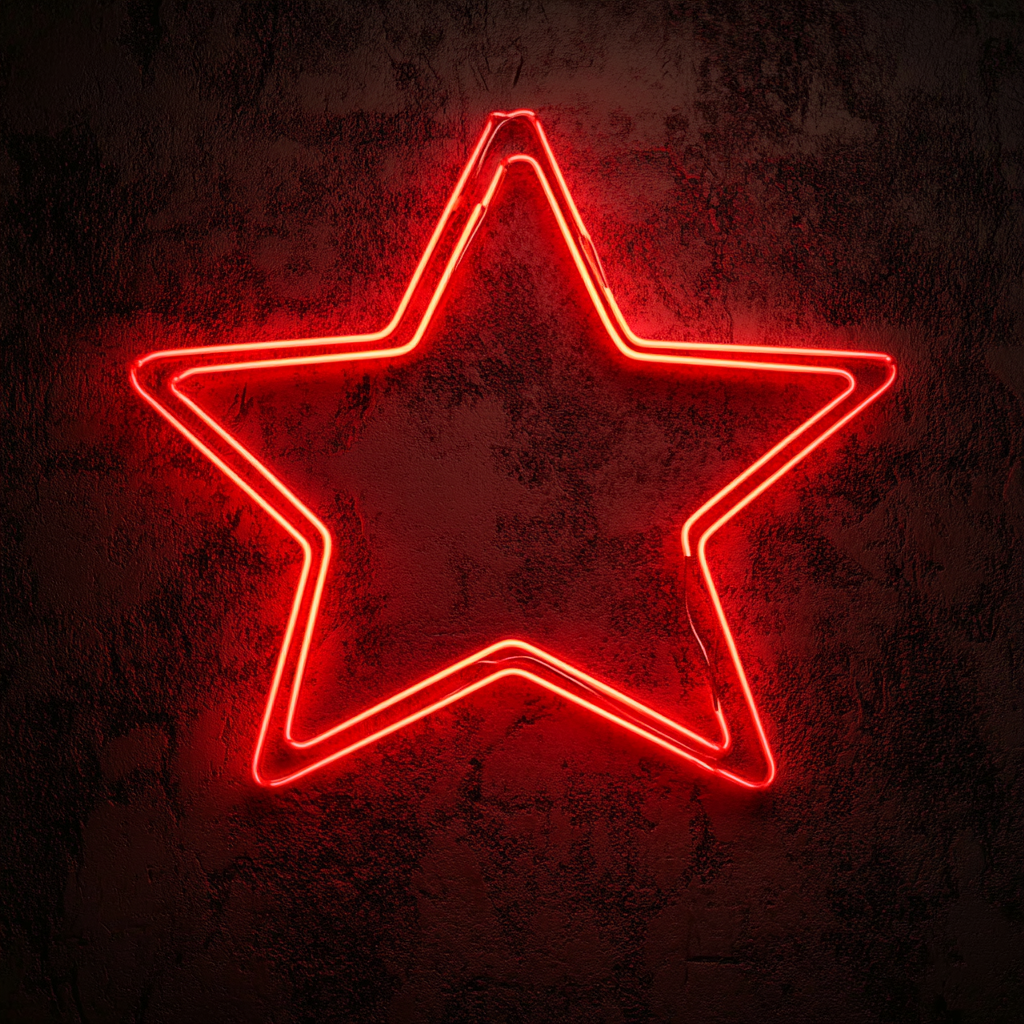Star with Twinkles - Red Neon Sign, 24 Inches