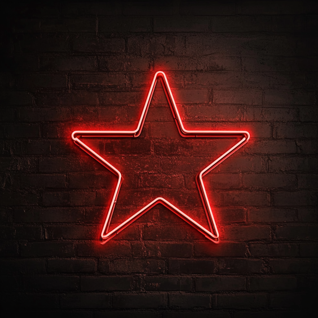 Star with Twinkles - Red Neon Sign, 18 Inches