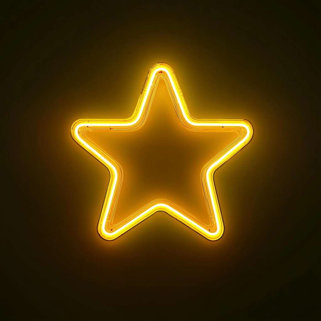 Star with Twinkles - Yellow Neon Sign, 18 Inches