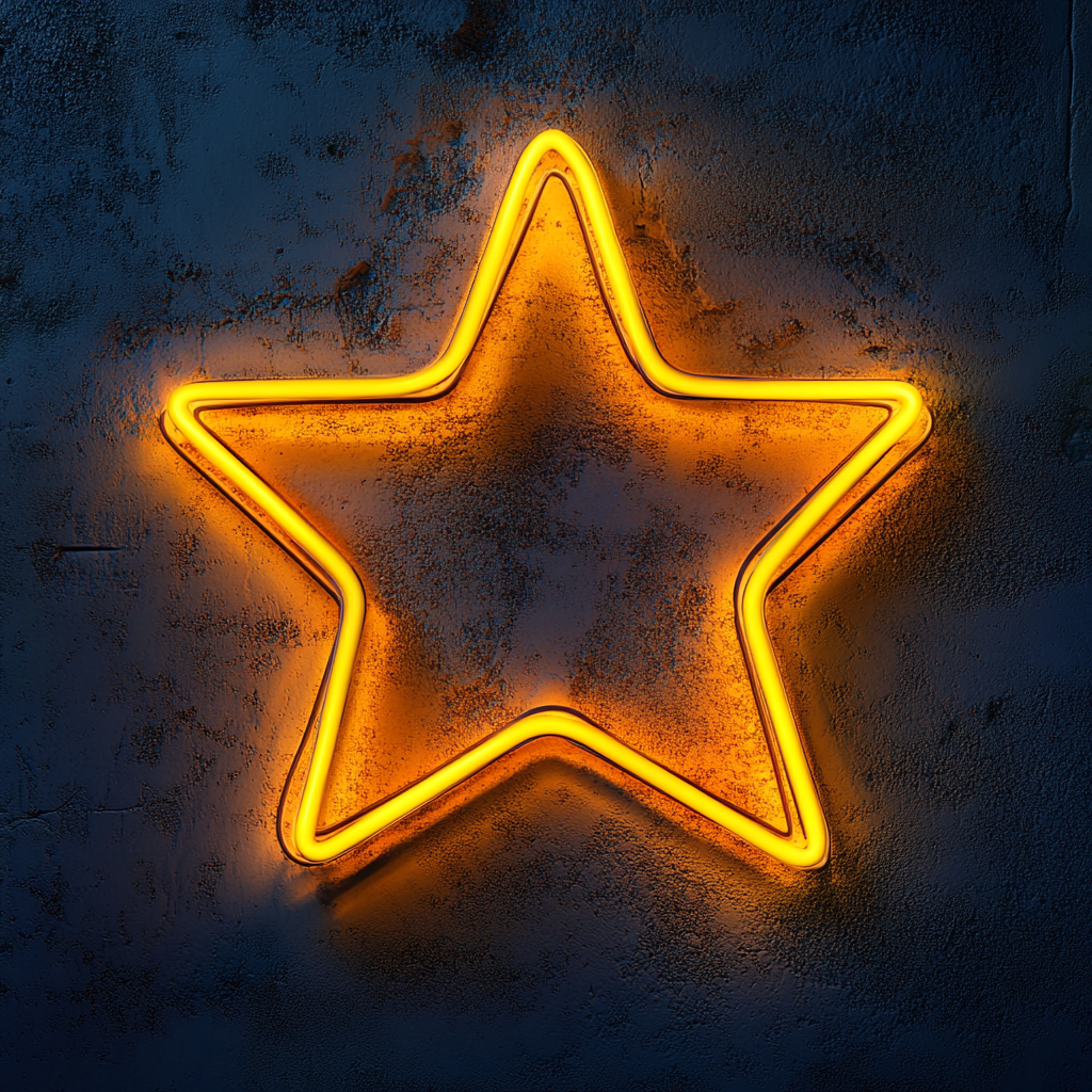 Star with Twinkles - Yellow Neon Sign, 18 Inches