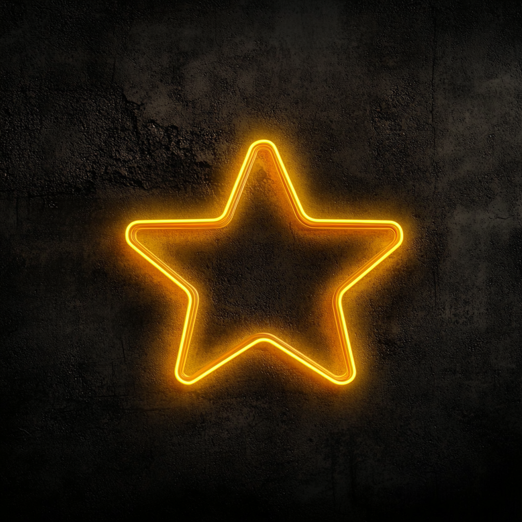 Star with Twinkles - Yellow Neon Sign, 24 Inches