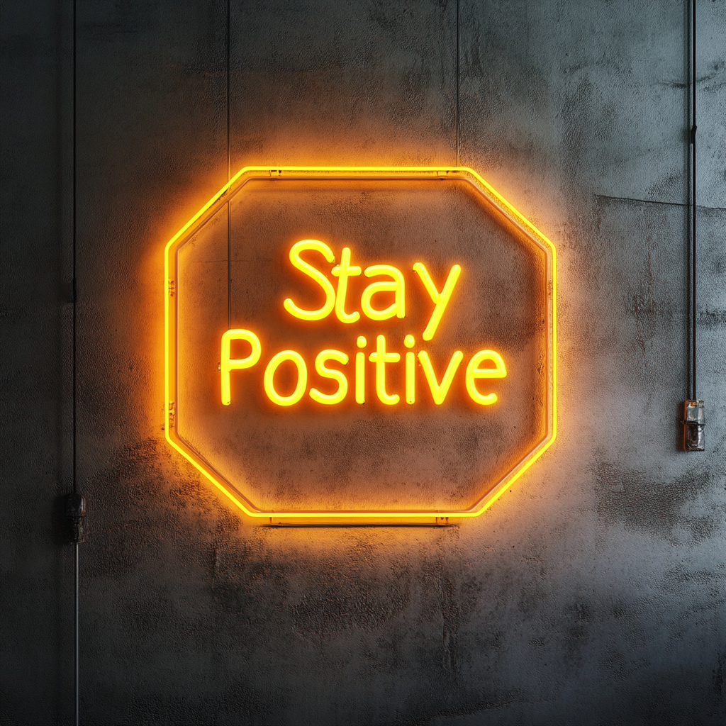 Stay Positive - Yellow Neon Sign, 18 Inches