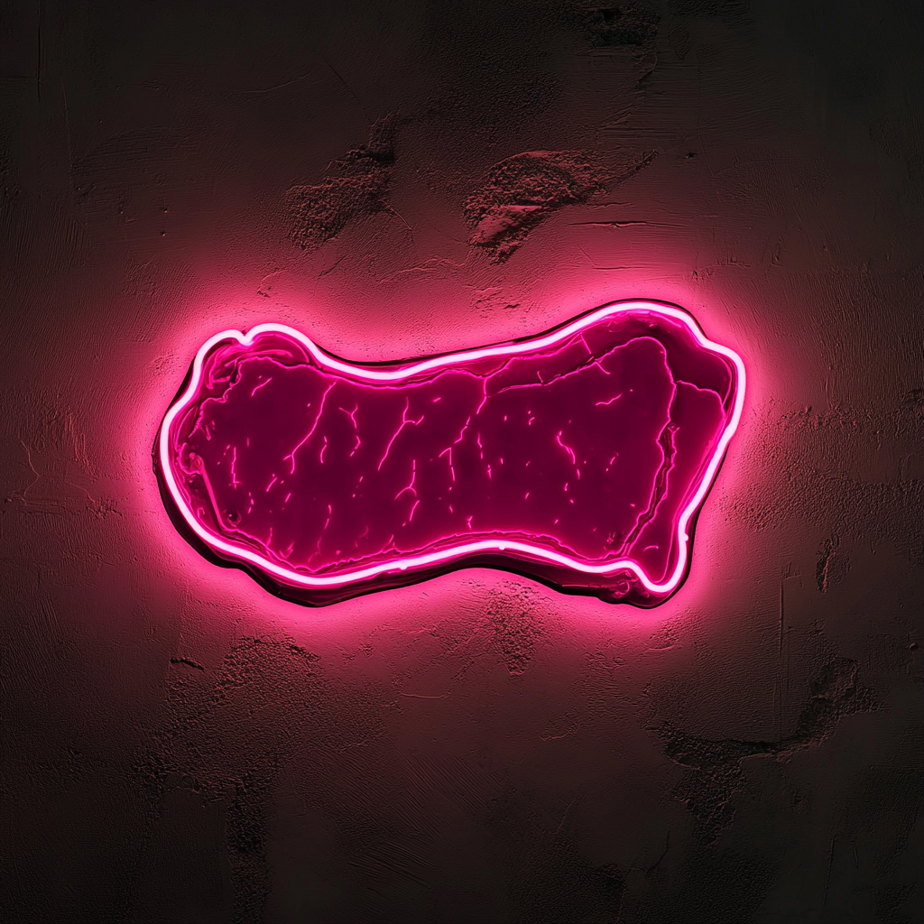 Steak - Pink Neon Sign, 18 Inches