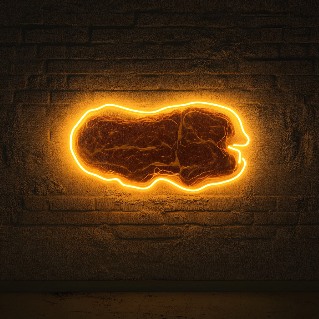 Steak - Yellow Neon Sign, 24 Inches