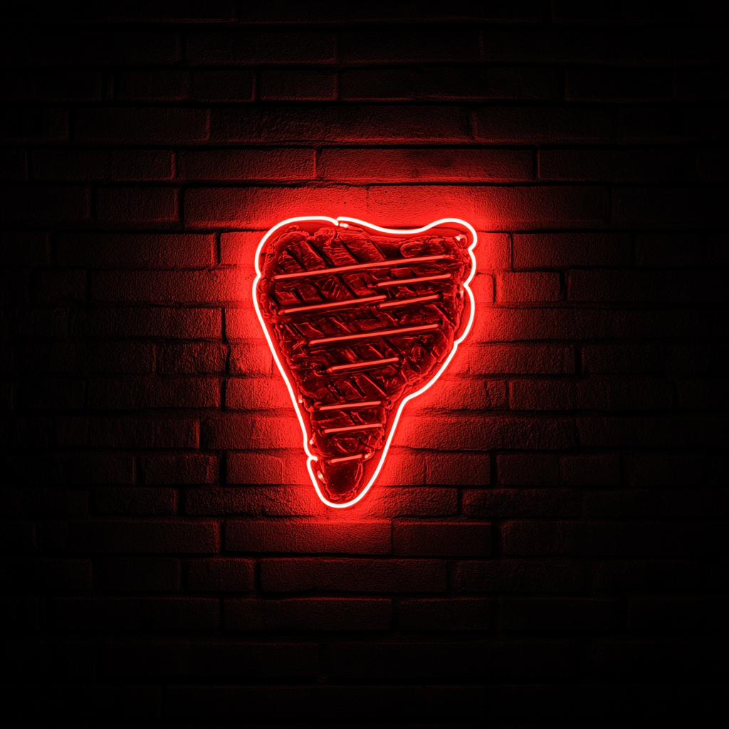 Steak on Grill - Red Neon Sign, 24 Inches