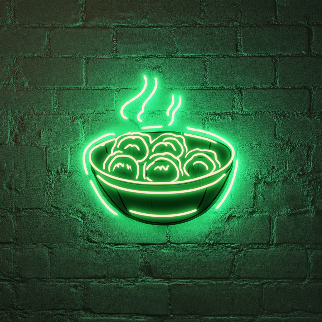 Steaming Dim Sum Basket - Green Neon Sign, 18 Inches