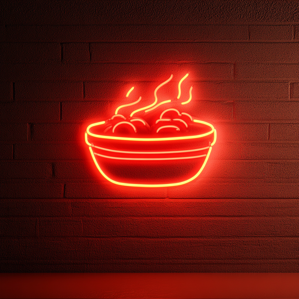 Steaming Dim Sum Basket - Red Neon Sign, 18 Inches