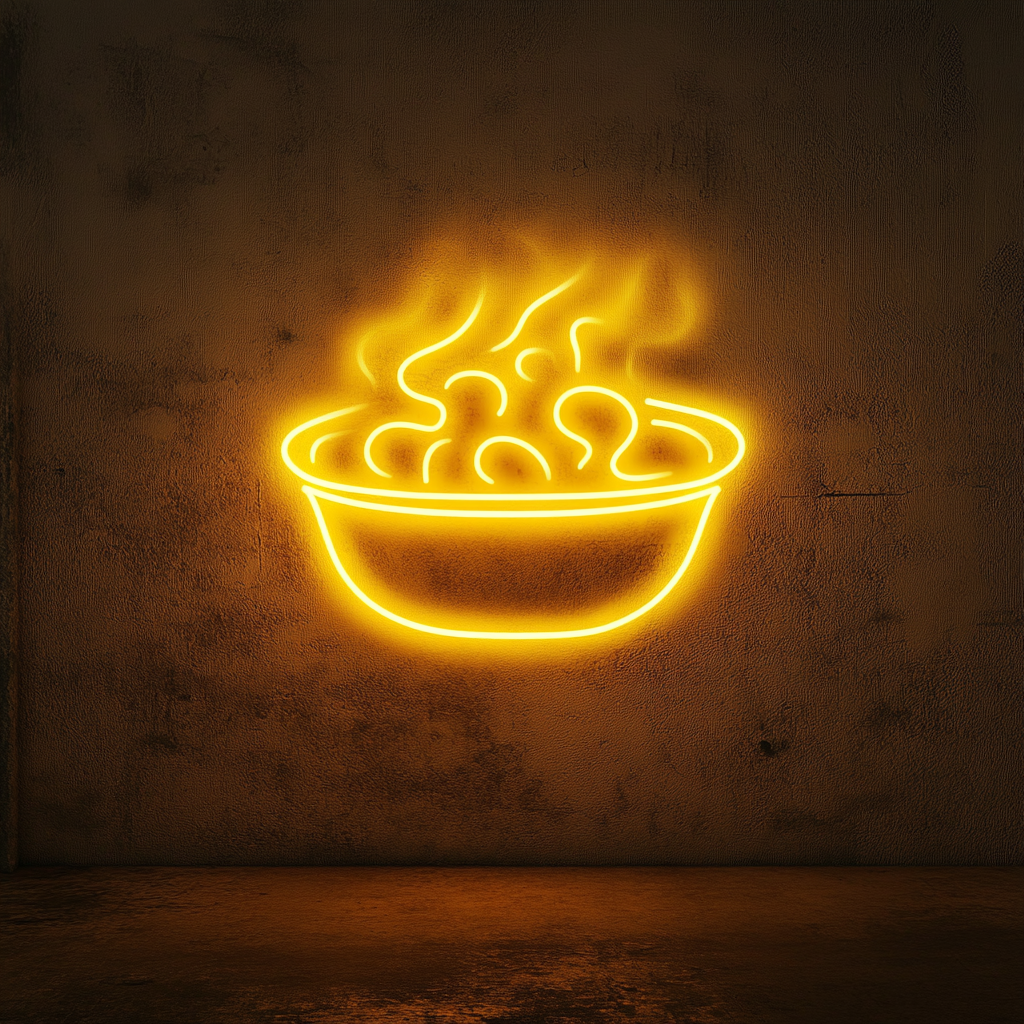 Steaming Dim Sum Basket - Yellow Neon Sign, 24 Inches