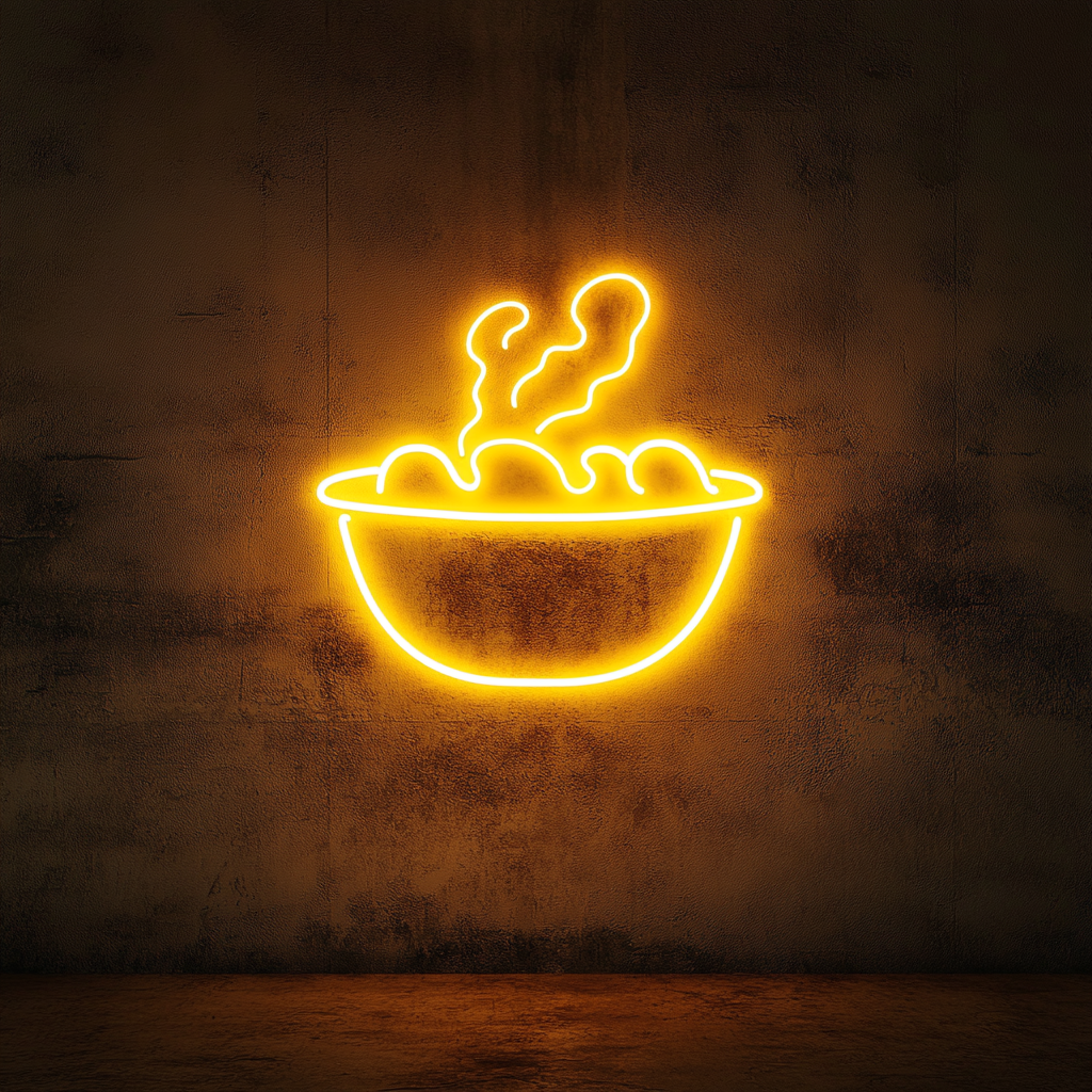 Steaming Dim Sum Basket - Yellow Neon Sign, 18 Inches