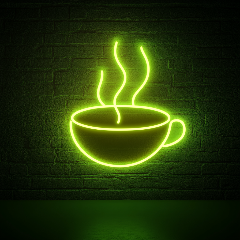 Steaming Soup Bowl - Green Neon Sign, 18 Inches