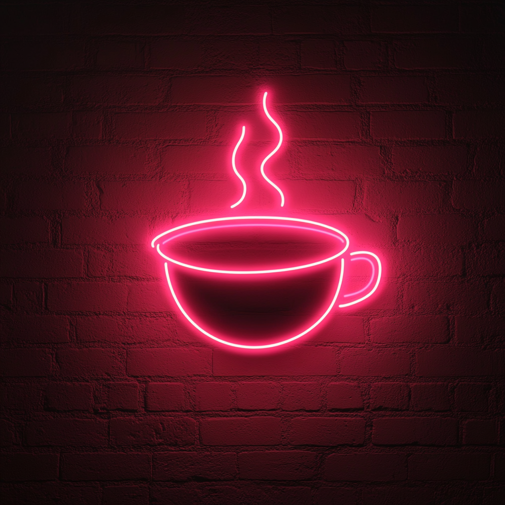 Steaming Soup Bowl - Pink Neon Sign, 18 Inches
