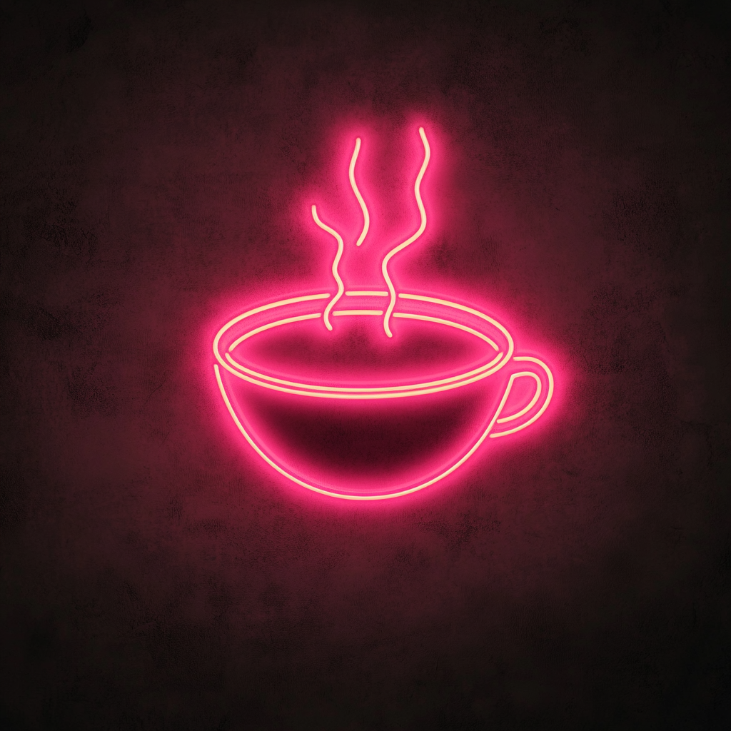 Steaming Soup Bowl - Pink Neon Sign, 24 Inches